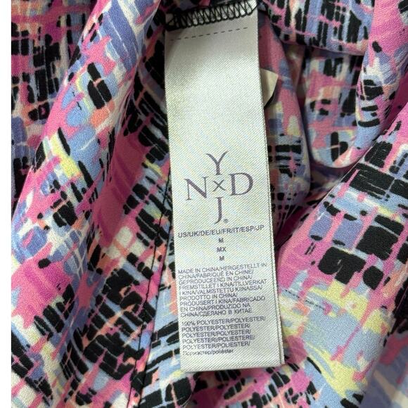 NYDJ 3/4 Sleeve Printed Pintucked Back Blouse Multicolor Stained Glass Print Med - Picture 9 of 10